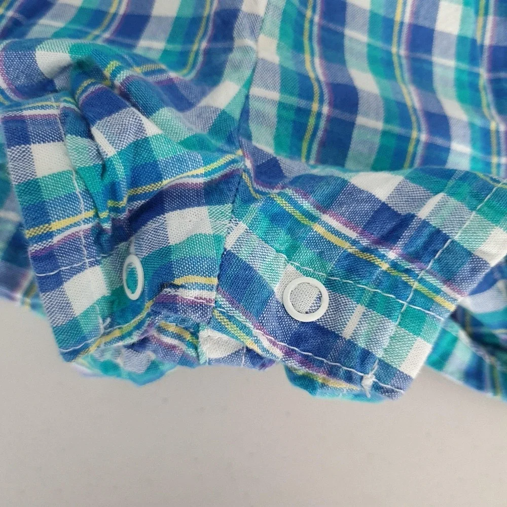 Vintage OshKosh B'gosh Shortalls Toddler 2T Blue Plaid Cotton Vestbak USA 90s